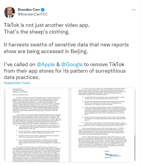 Apple dan Google diminta untuk menghapus Aplikasi Tiktok dari Toko Aplikasinya ada apa ?
